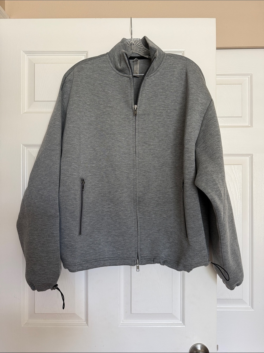 Skims Dark Heather Grey Neoprene Oversized Mock Neck Jacket S